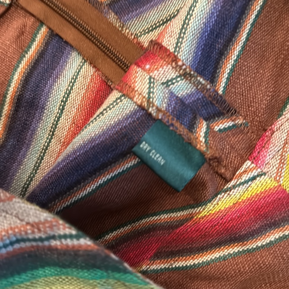 FINAL PRICE Ralph Lauren Vintage Serape Linen Southwestern Skirt Ladies 12 - Picture 4 of 6
